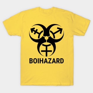 "BOI HAZARD" Trans Biohazard - Black T-Shirt